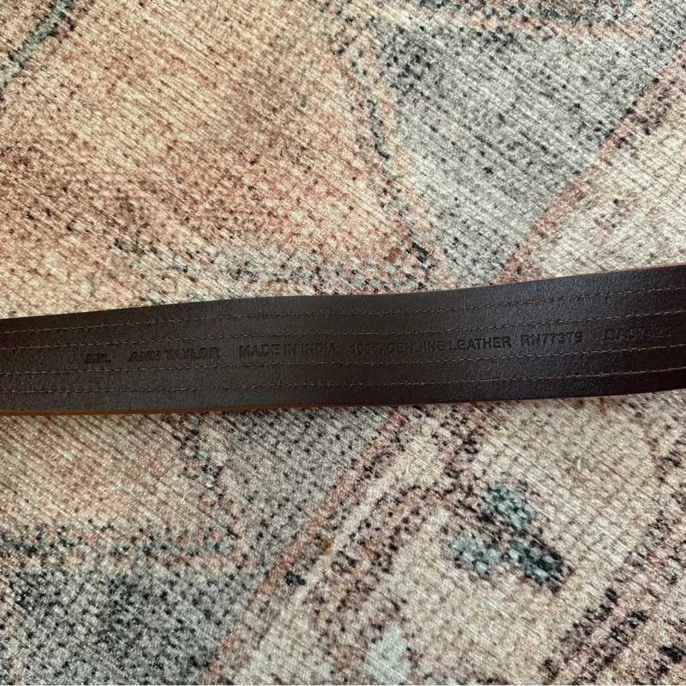 Ann Taylor Brown Leather Gold Circle Belt sz M/L